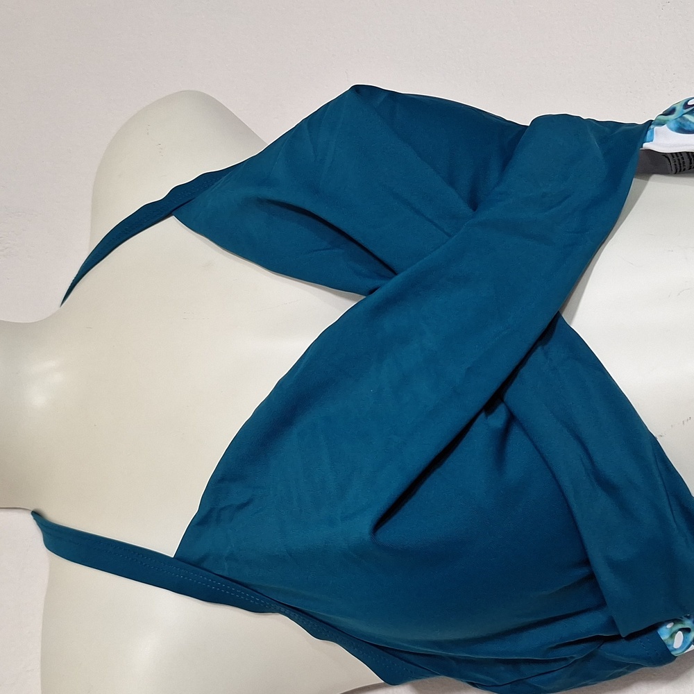 Eomenie Leaf Print Cutout One Piece Swimsuit Teal Large - Picture 5 of 9